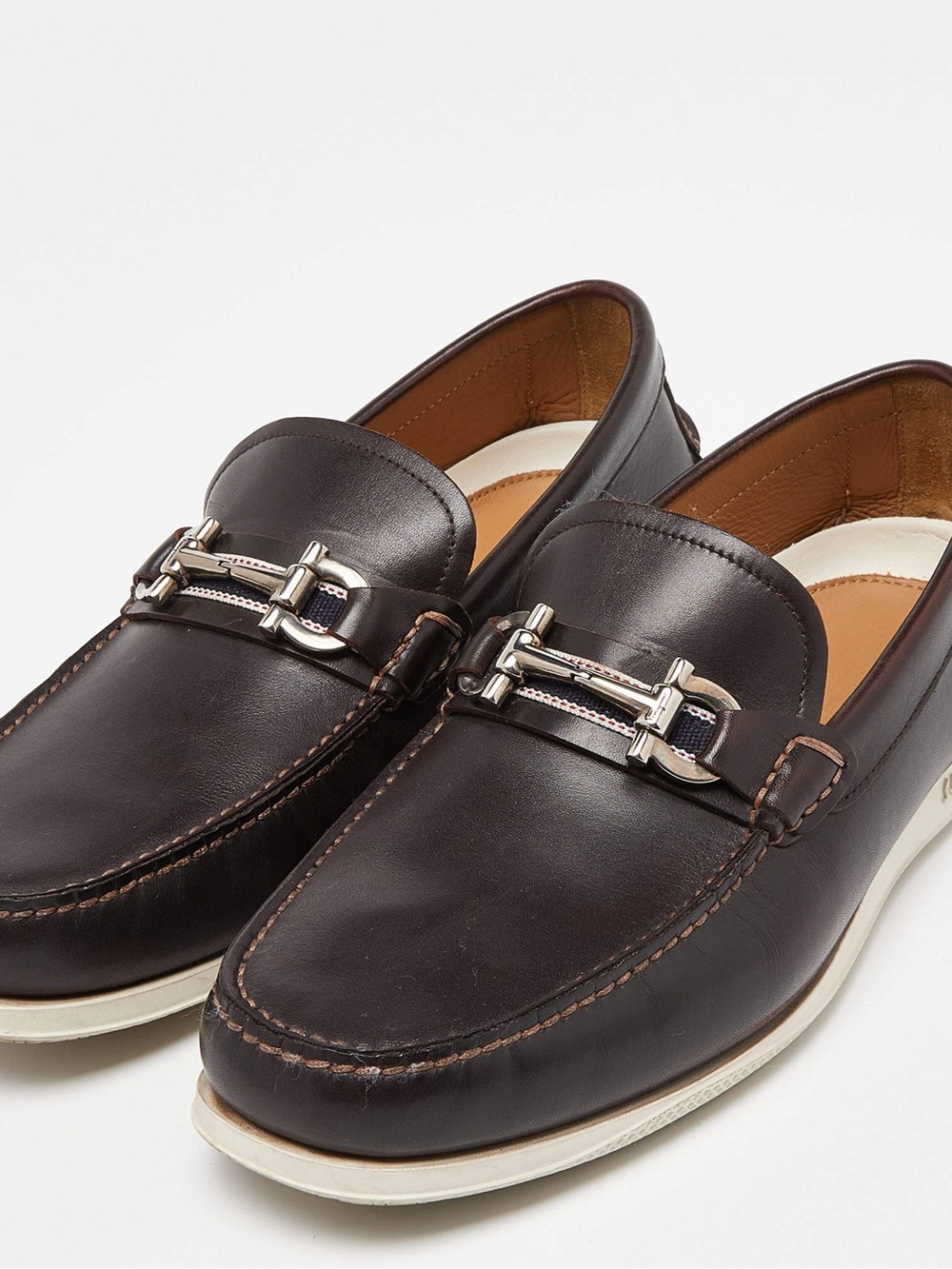 Salvatore Ferragamo Brown Leather Gancini Loafers Size 10.5